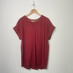 Soft Surroundings Women’s Red Short Sleeve V Neck Top Size XL